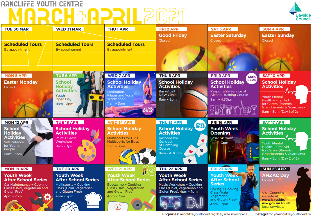 Events calendar (accessible through link on page)