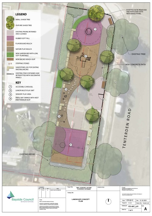Overhead map of the Wall Reserve development showing different surfaces 