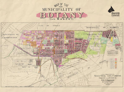 An old hand drawn map of the Municipality of Botany