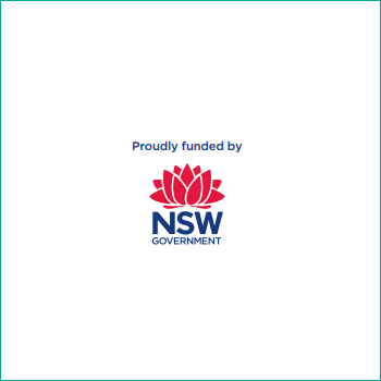 Waratah logo of NSW government with the words 'proudly funded by' above 