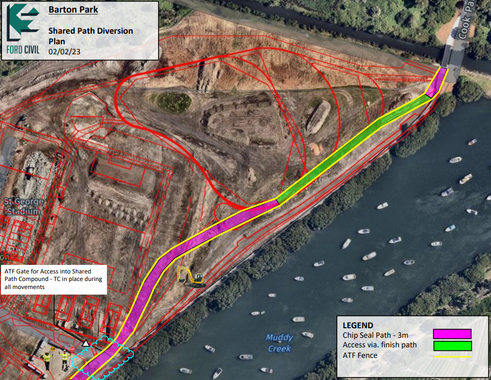 image of diversion plan showing the track of temporary path through the work site
