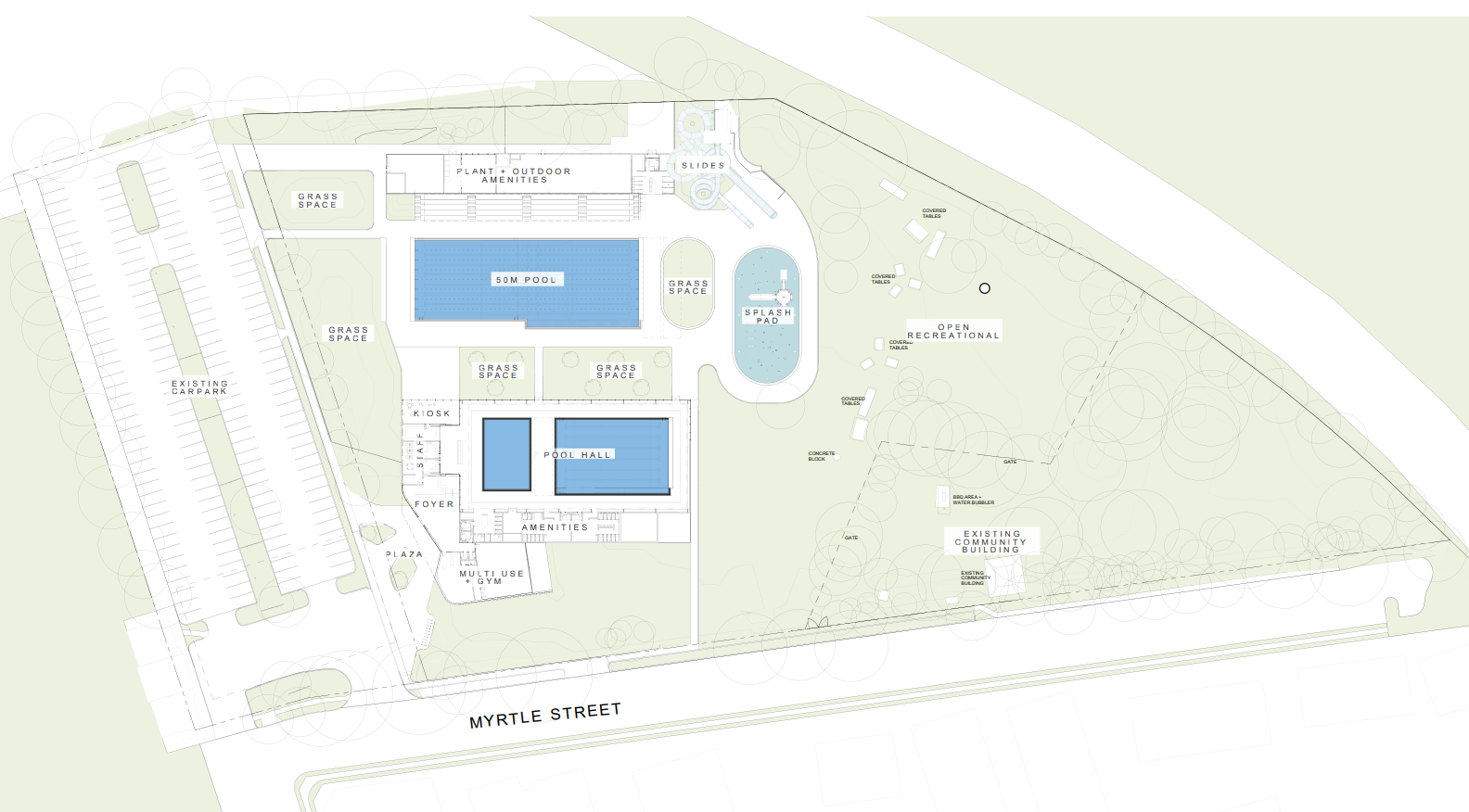 a helicopter view showing the plans for the bac redevelopment