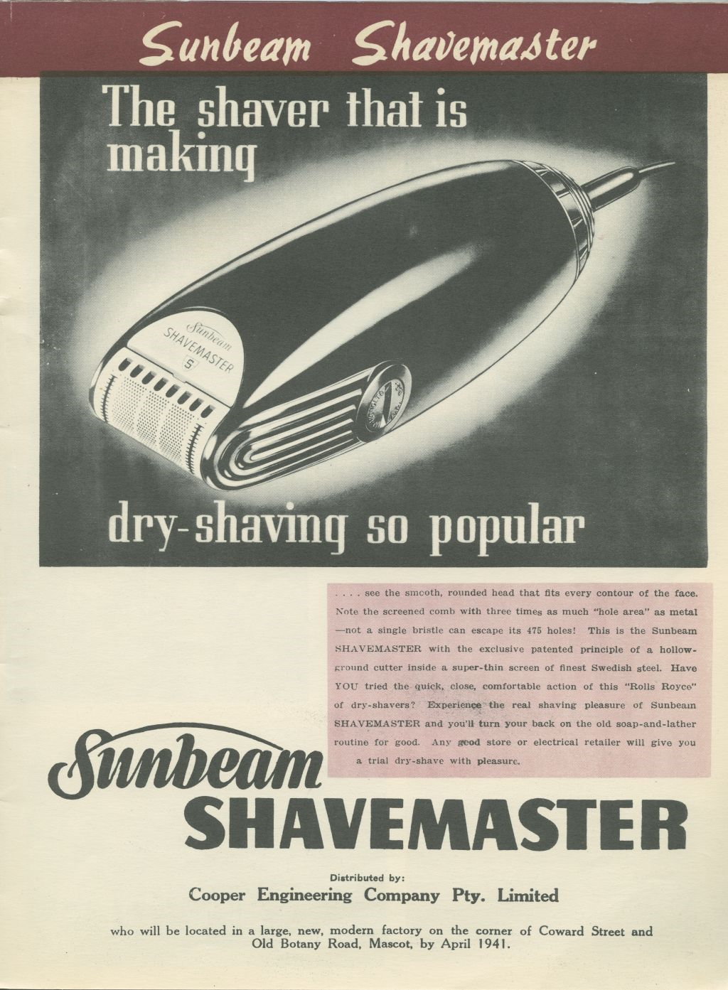 historical poster advertising a men's shaver
