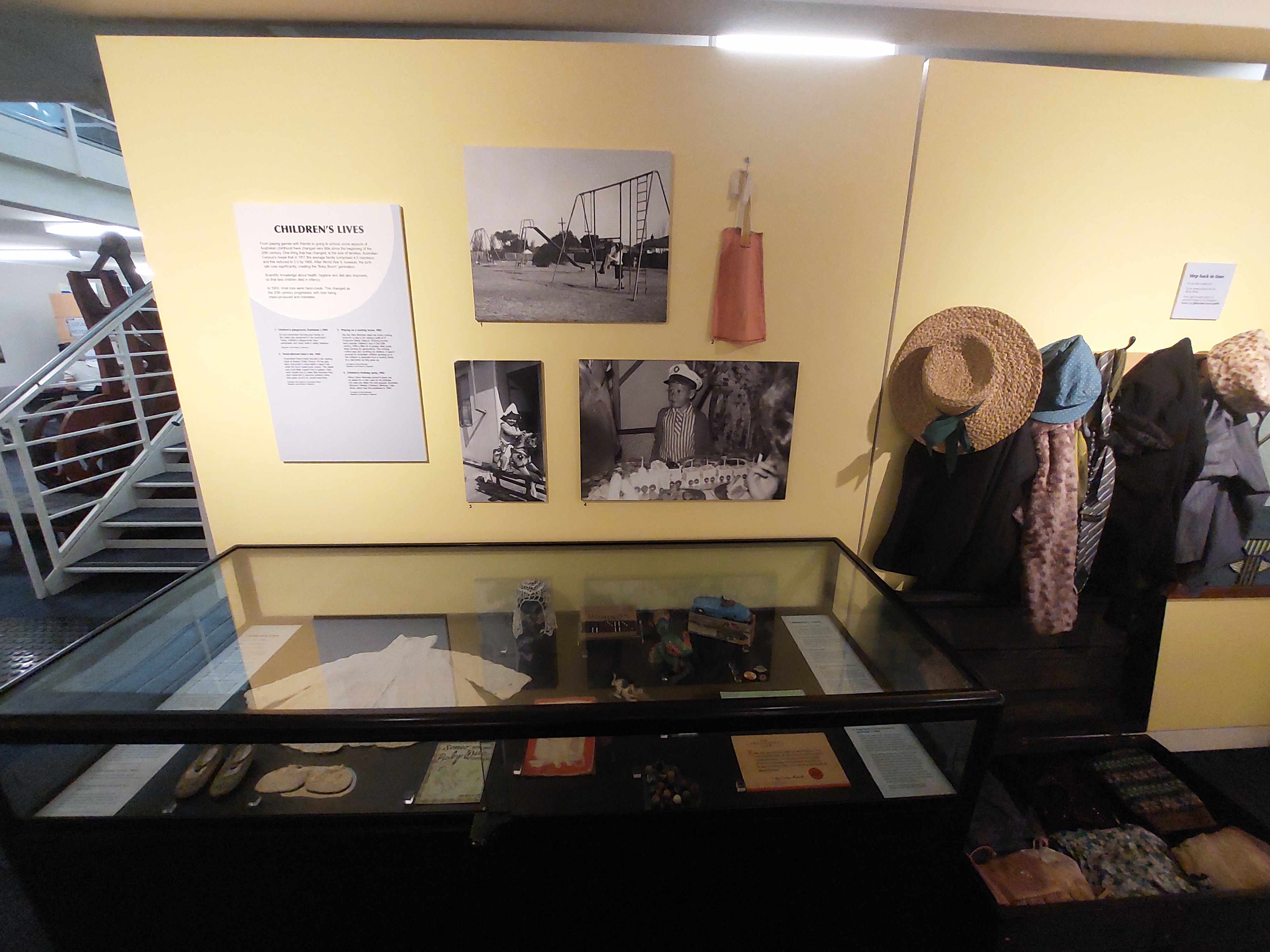 image of photos and artefacts at the exhibition