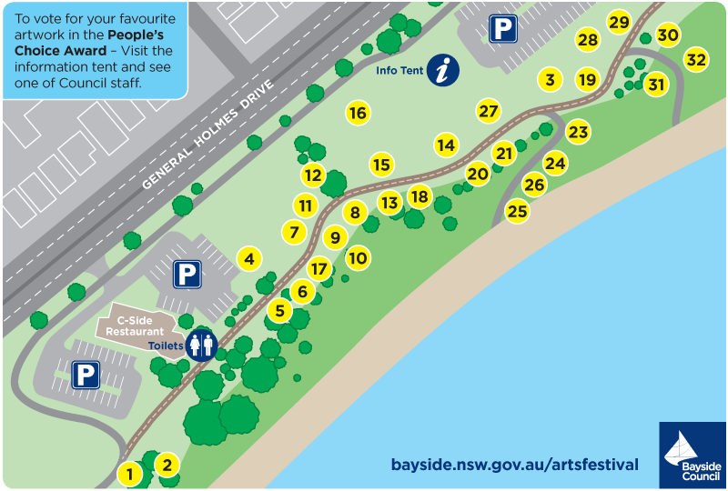 2019 Sculptures @ Bayside Exhibition map