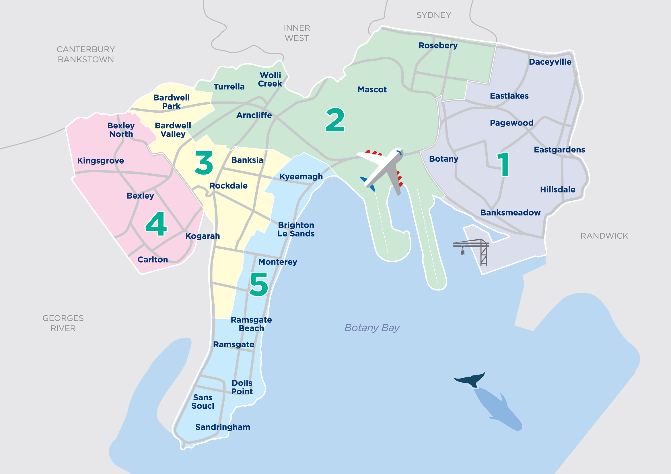 Ward map for Bayside Council