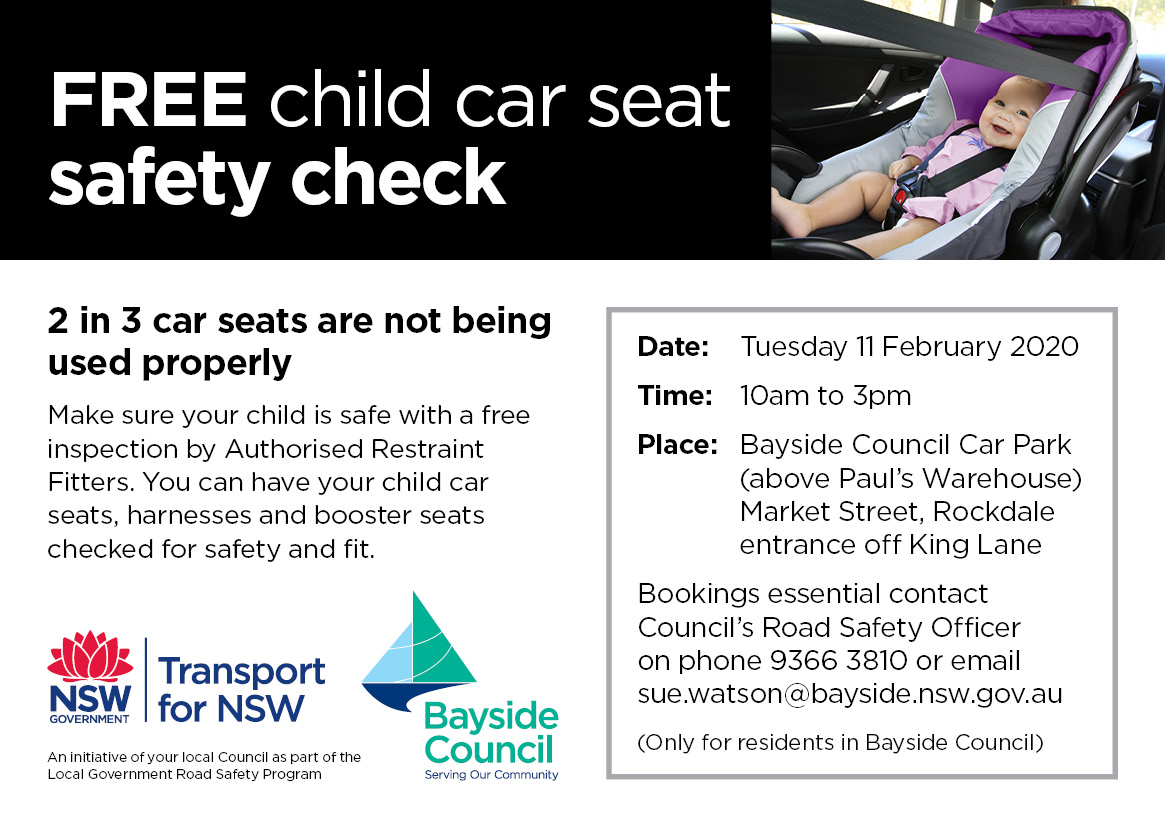 Details of car safety check day 11 February 2020 at Rockdale